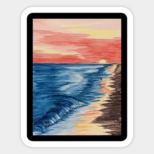 Swimmers at the beach at sunset Sticker by Matt Starr Fine Art